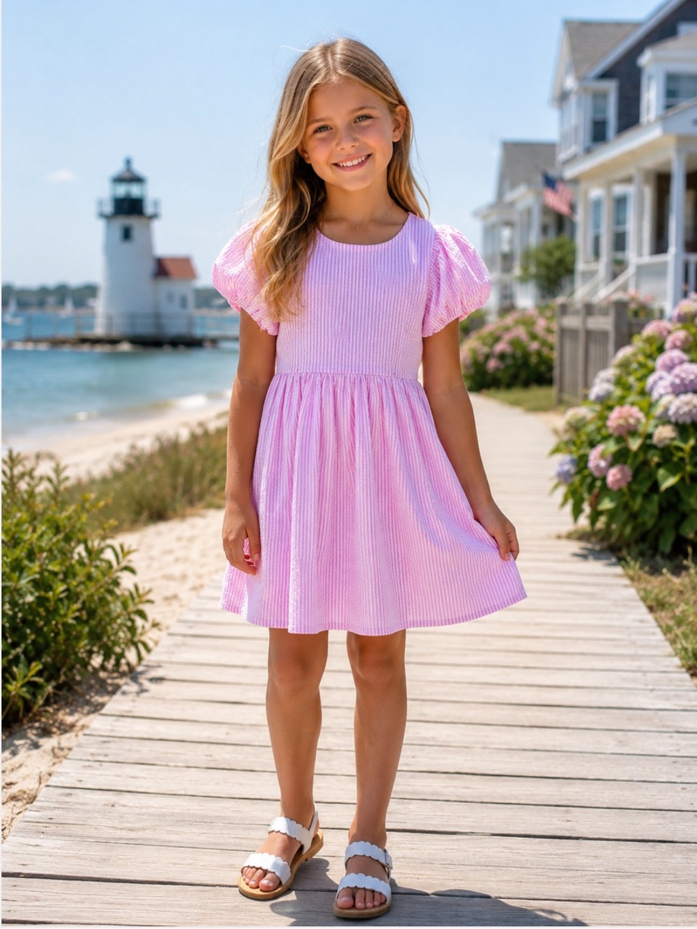 NWT Polo Ralph Lauren‎ Girls Striped Cotton Seersucker Dress Classic Preppy
